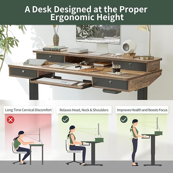 FEZIBO 55'' x 24" Height Adjustable Electric Standing Desk - Image 5