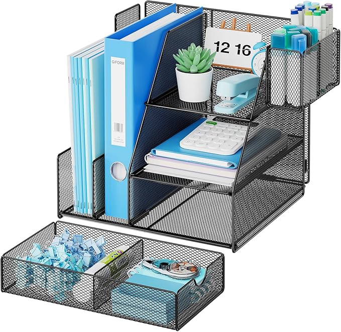 Marbrasse Desk Organizer and Accessories, 3-Tier File Organizer - Image 2