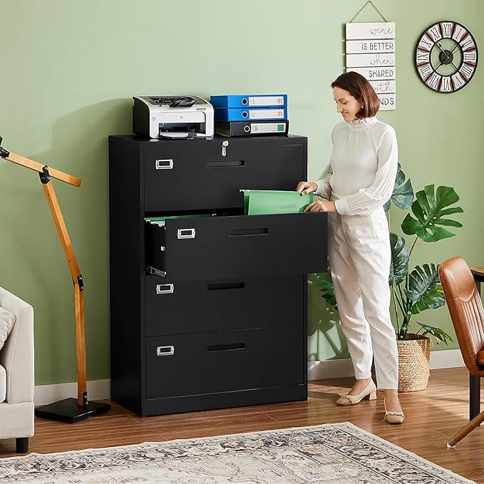 Letaya File Cabinets, 4 Drawer Metal Lateral Filing Organization Storage - Image 2