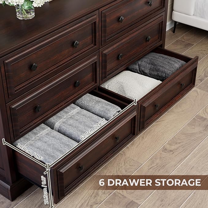 VVFLU Farmhouse 6 Drawer Dresser - Image 5