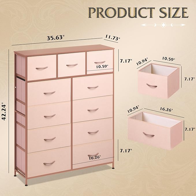 WLIVE Tall Dresser for Bedroom, Fabric Dresser Storage Tower, Chest of Drawers - Image 3