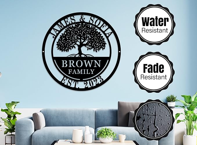 Custom Tree of Life with Roots Family Name Sign, Personalized Metal Sign - Image 5