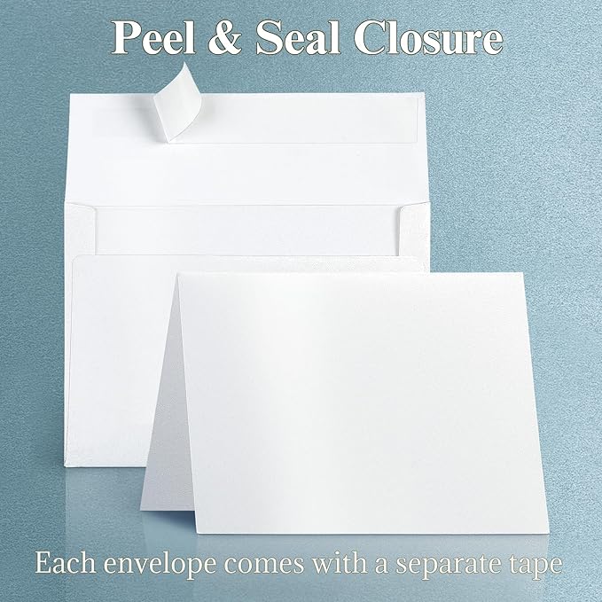 White Shimmer 5x7 Blank Cards and Envelopes, Goefun Pearl White Folded - Image 4