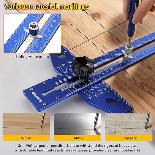 GRENPRO Woodworking Scriber Marking Line Ruler - Image 4