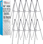 U.S. Art Supply 66" High Black Metal Display Art Easel by USArtSupply