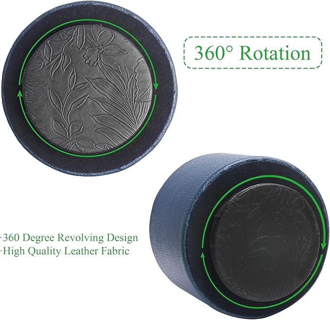 Hennaja Round Leather Art Supply Organizer, Remote Control Holder, 360 Degree - Image 4