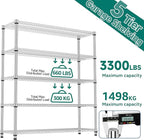M MZG 5 Tiers Shelf 3300 lbs Steel Storage Shelving Utility Shelving Unit Steel - Image 9