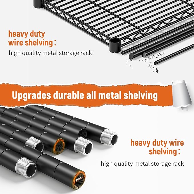 REIBII Storage Shelves 45.3''W Wire Shelving Unit 4 Tier Metal Shelves - Image 7