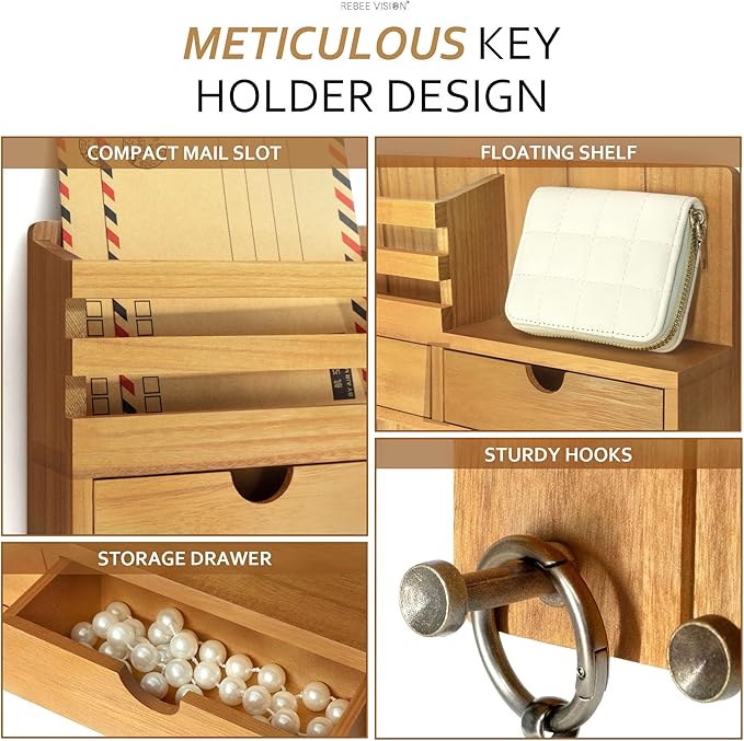 Rebee Vision Modern Farmhouse Key Holder Wall Mount - Image 6