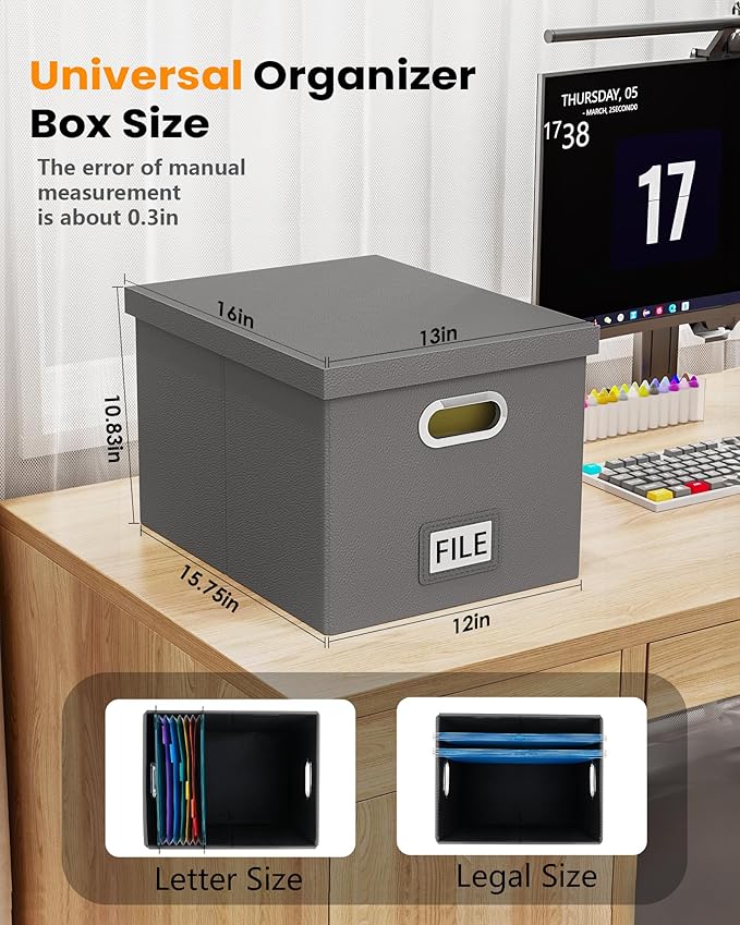 2 Pack File Storage Organizer, Portable File Box - Image 3