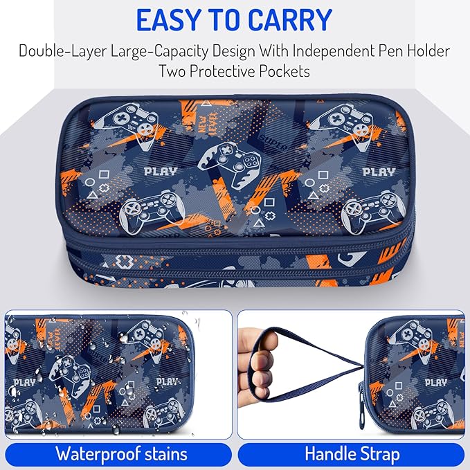 Fitvc Large Pencil Case for Boys, Gamer Boys Pencil Pouch for Kids Teens School - Image 3