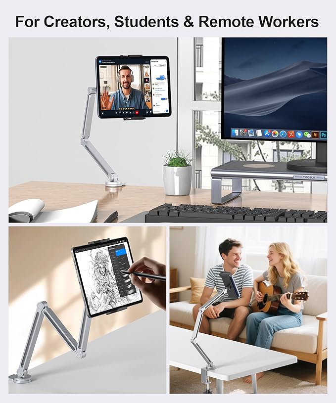 YICOSUN Tablet Arm Mount with Super Grip, Adjustable Foldable Holder & Heavy - Image 5