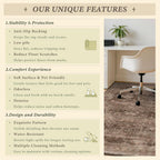 Office Chair Mat for Hardwood Floors, 60" x 72" Brown Boho Under Desk Rug, Ultra Soft Low Pile Floor Protector for Rolling Computer Chairs, Non Slip Easy Clean Desk Mat for Home Office