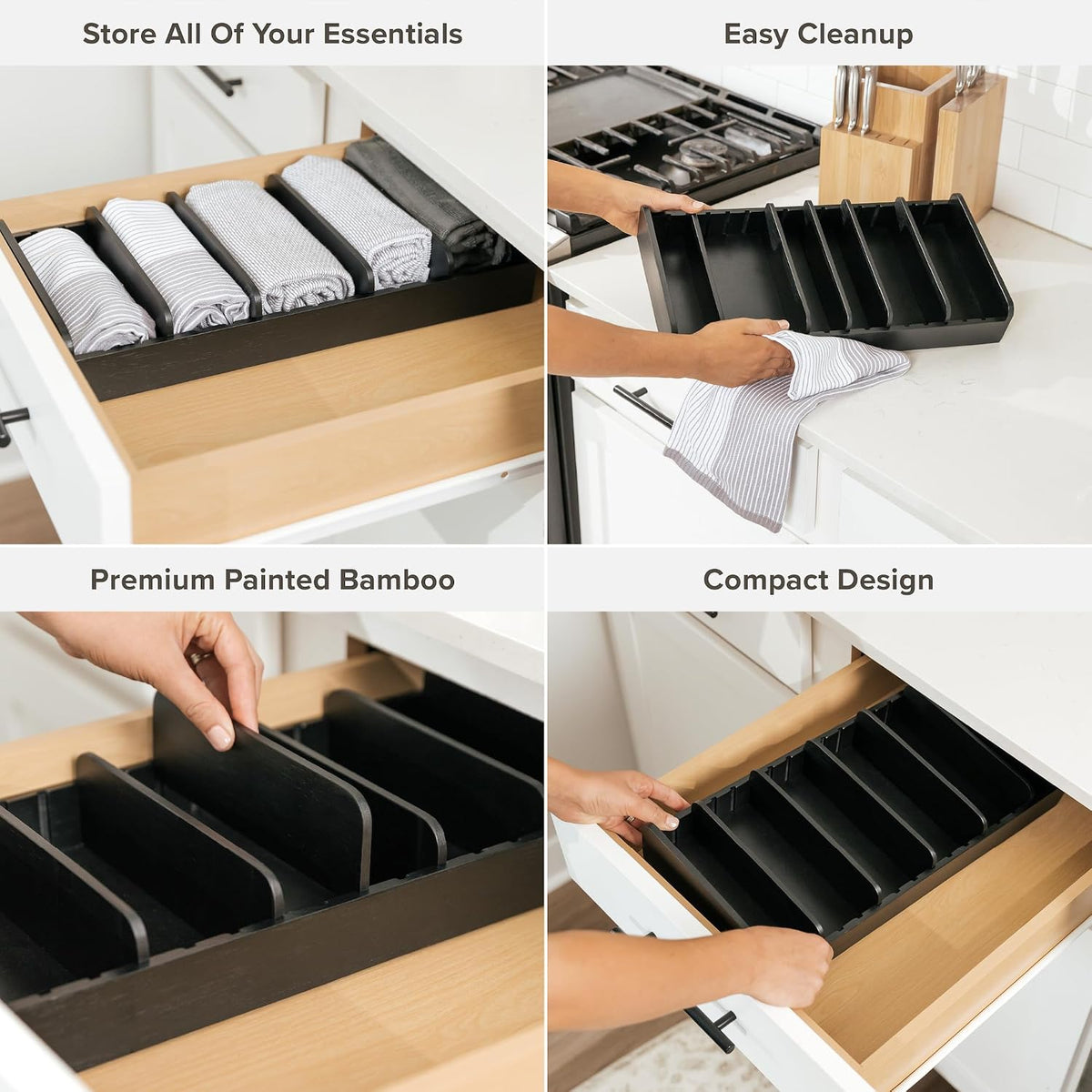 KitchenEdge Kitchen Towel & Storage Organizer, Black