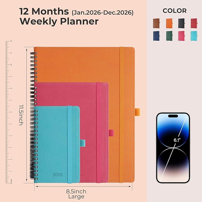 IN-LUXPRO Planner 2026 Daily Weekly and Monthly, 11.5"x8.5", 12 Months Spiral - Image 2