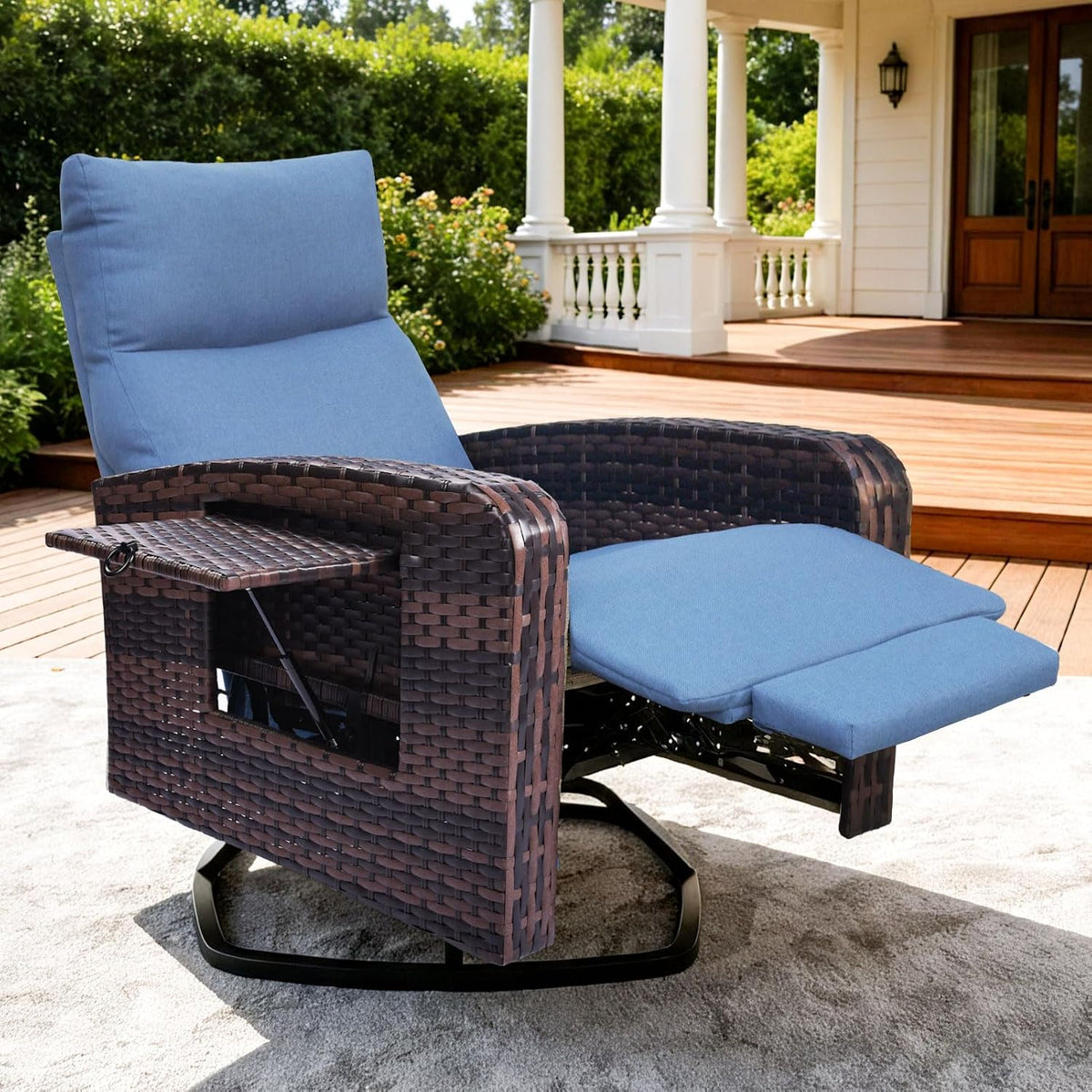 ZZW Outdoor Recliner Chair Set of 2, Wicker Patio Recliners with Adjustable B...