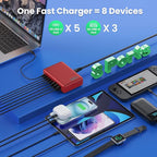 USB C Charger 300W USB C Charger Block, 8-Ports GaN IV Fast Charging Station Hub - Image 3
