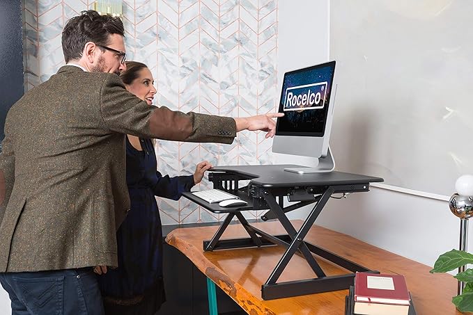 Rocelco 40" Large Height Adjustable Standing Desk Converter - Image 4