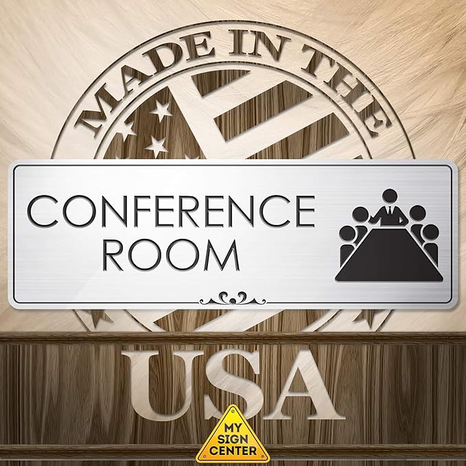 Conference Room Sign Office Meeting Sign, Brushed Silver, Fade Resistance - Image 7