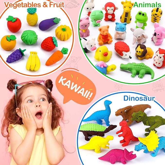 Arscniek 40 Pack 3D Puzzle Animal & Food Erasers - Image 6