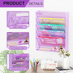 GDINDINFAN Hanging Wall File Organizer 6 Tier Wall Mounted Mail Paper Folder - Image 4