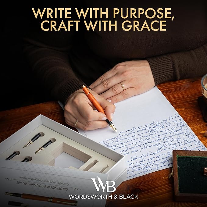 Wordsworth & Black Fountain Pen Gift Set, Includes Ink Bottle, 6 Ink Cartridges - Image 2