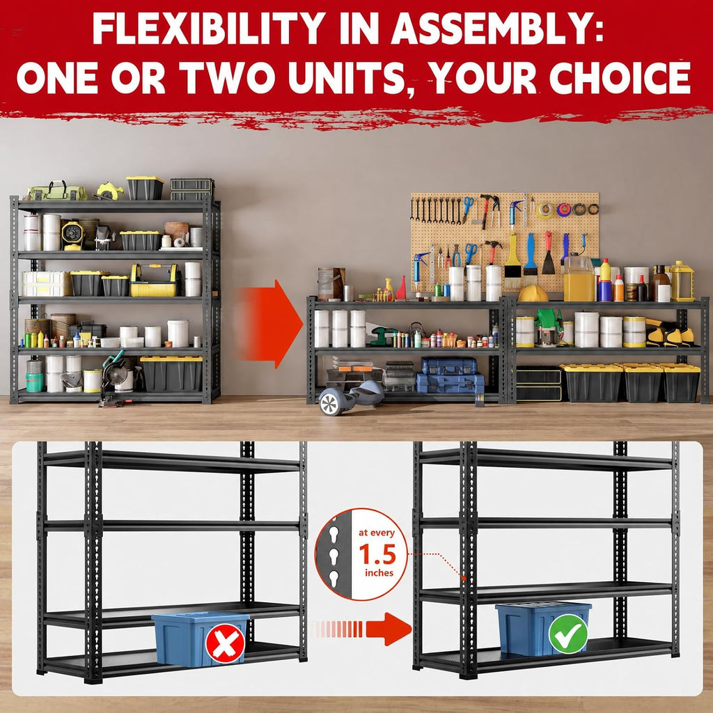 lauxery 5-tier heavy duty garage shelving, 48 x24 on a desk or shelf