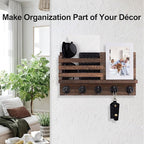 Lwenki Key Holder for Wall – Decorative Wooden Mail Holder and Key Shelf - Image 4