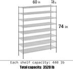 Regal Altair 18" Deep x 60" Wide x 74" Height Wire Shelving Kit | 8-Tier | NSF - Image 3
