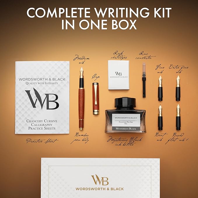Wordsworth & Black Fountain Pen Gift Set, Includes Ink Bottle, 6 Ink Cartridges - Image 3