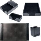 DACASSO Black Bonded Leather 5-Piece Desk Set - Image 8