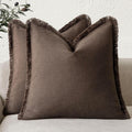 Foindtower Set of 2 Decorative Linen Fringe Throw Pillow Covers Boho Farmhouse
