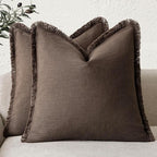 Foindtower Set of 2 Decorative Linen Fringe Throw Pillow Covers Cozy Boho by Foindtower
