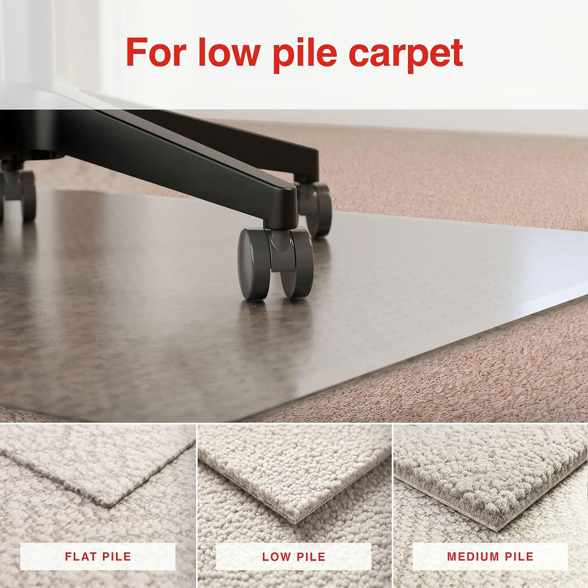 Staples Office Chair Mat with Lip, Low-Pile Carpet, 48" x 36"