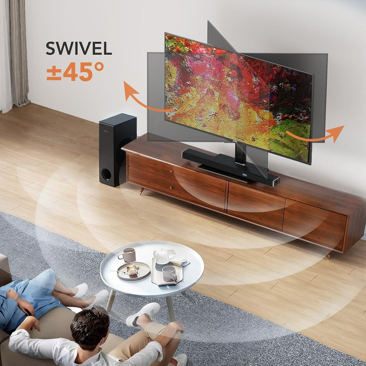 Universal Swivel TV/Table Top TV Stand for 19 to 43 inch TVs with 90 Degree S...