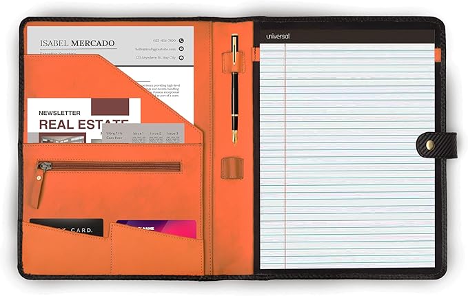 LEATHER VILLAGE Portfolio Professional Organizer– Carbon Fiber Genuine Leather - Image 4