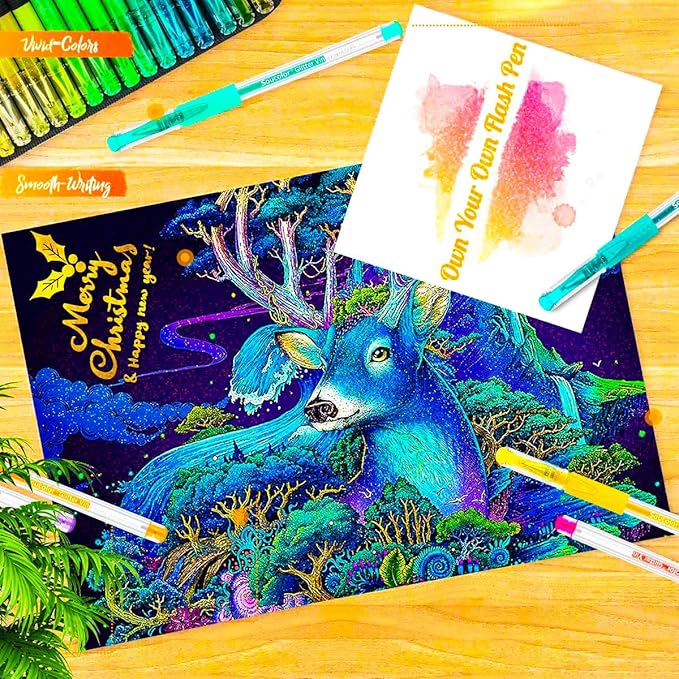 Soucolor Glitter Gel Pens for Adult Coloring Books, Christmas|Birthday Gifts - Image 5