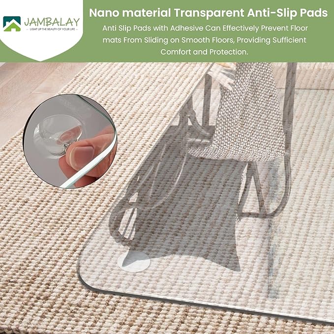 JAMBALAY 55″×46″ Tempered Glass Chair Mat, Heavy Duty Glass Office Floor Mat - Image 4