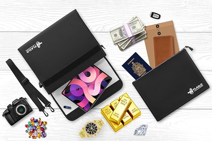 FLASLD Fireproof Document Money Bags, Large Fireproof Wallet Pouch, Safe Bag - Image 7