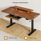ONBRILL Standing Desk with Drawer, 55x23.6 Inches Solid Wood Desktop Stand Up - Image 2