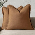 Foindtower Set of 2 Decorative Linen Fringe Throw Pillow Covers Cozy Boho by Foindtower