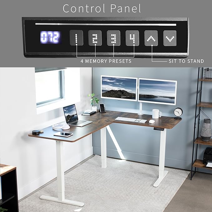 VIVO Electric Corner 63 x 55 inch L-Shaped Standing Desk, Memory Height - Image 5