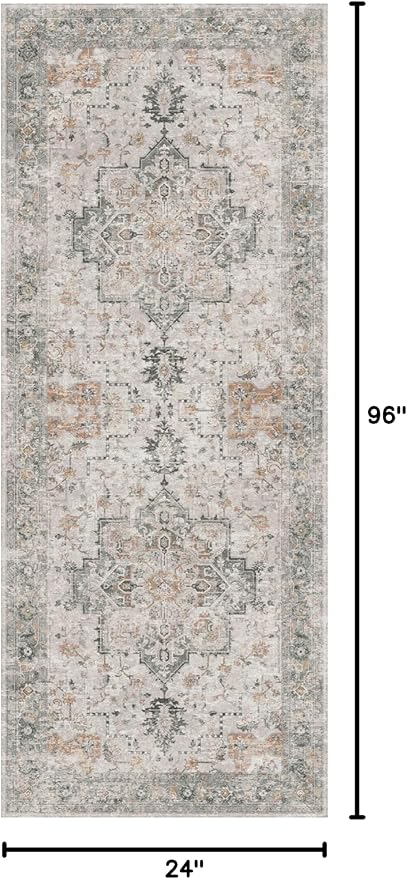 GENIMO Runner Rug 2x8 Non Slip Vintage Hallway Runner Rug, Low Pile Lightweight - Image 2