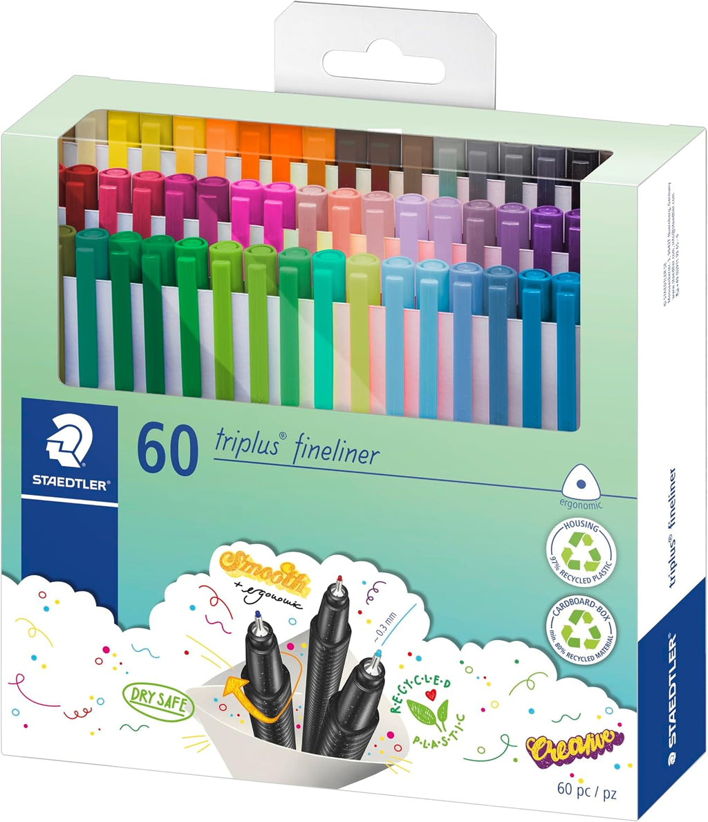 STAEDTLER 334 C60 Triplus Fineliner Superfine Pen, 0.3mm Line Width