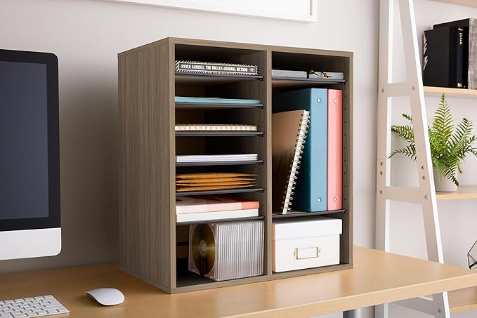 Safco Products Wood Adjustable Literature Desktop Organizer, 16 Compartment - Image 3