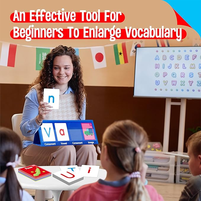 Word Building Desktop Pocket Chart, 48 CVC Words & 50 First Words, Double-Sided - Image 5