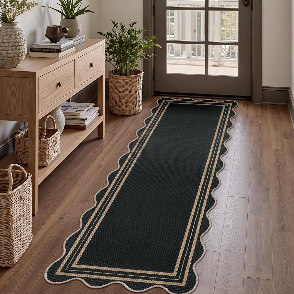 scalloped 2x6 kitchen runner rug, washable rugs for, main product view