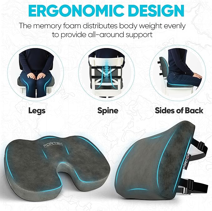 FORTEM Seat Cushion, Office Chair Cushion, Lumbar Support Pillow - Image 6