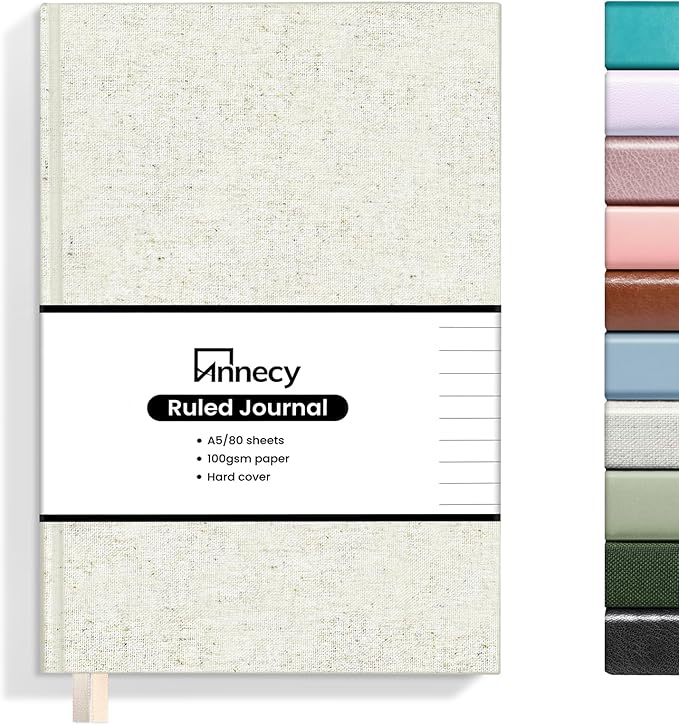 Annecy Lined Journal Notebook, Hardcover Leather Journal by Annecy