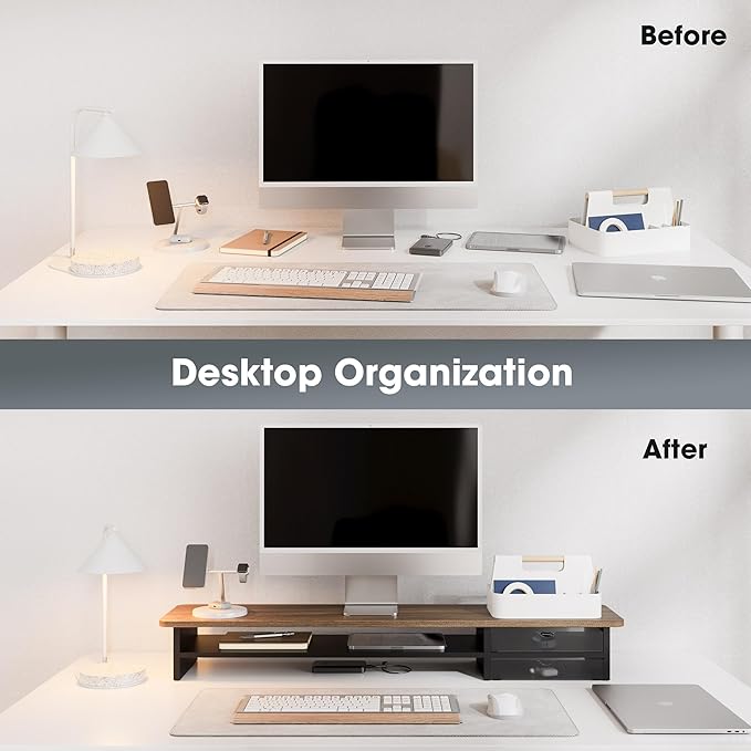 Fenge Monitor Stand, Dual Monitor Riser, 42.5inch Large Desk Computer Monitor - Image 6